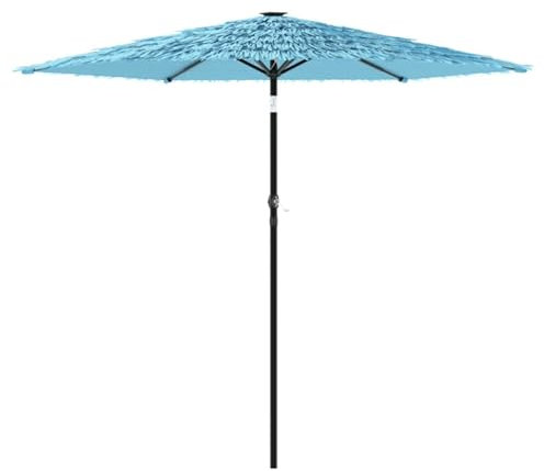 Homgoday Sonnenschirm mit Stahlmast Strandschirm Balkonschirm Gartenschirm Strandschirm Sonnenschutz UV-Schutz Marktschirm Kurbelschirm Schirm für Garten Blau 268x268x226 cm