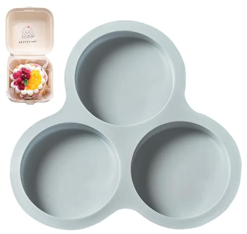 Stampo per uova in silicone per friggitrice ad aria, 8,5 x 8,5 cm, 3 cavità, vassoio per muffin, teglia antiaderente per friggitrice ad aria, stampo rotondo per torte, stampo riutilizzabile per