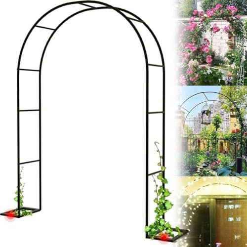 Arche de jardin en métal noir très résistante pour plantes grimpantes - Grande arche de mariage - 140 cm, 180 cm, 240 cm, 120 cm de large