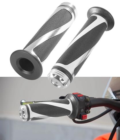 Flaconi 2PCS Manopole Moto,Manubrio Moto,Maniglie per Reggersi Moto,Manicotti per Manubrio Moto,Universale Manopole Motocross,Manopole Manubrio,Adatto per la Maggior Parte Delle Moto (Argento)