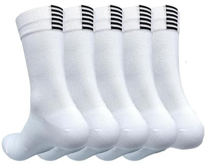WOLTHID Calcetines de ciclismo para hombre y mujer calcetines de ciclismo para hombre calcetines transpirables para bicicleta de carreras Blanc-5paires