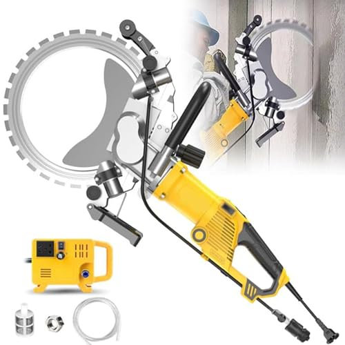Scie Circulaire électrique Sans Balais 8000W Scie Annulaire Diamantée Pour Béton,Carrelage,Pierre,Machine De Découpe Pierre,Machine De Rainurage Humide Et Sèche,Profondeur Coupe 290 Mm ,2xblade