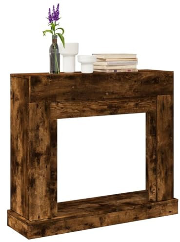 Gecheer Kaminkonsole, Dekorative Kaminkonsole für Wohnzimmer, Kaminattrappe Kaminverkleidung Räuchereiche 100x30x87,5 cm Holzwerkstoff