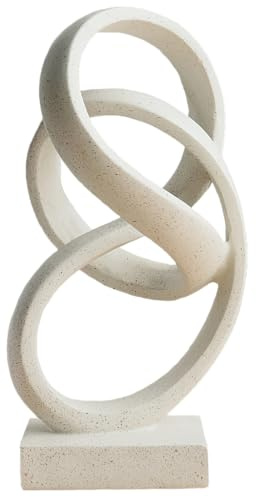LAIKEARTS 10 Modern Abstract Ribbon Decorative Sculpture, Knot Sculptures,Home Decor,Coffee Table Statues,Dining Living Room Desk Decor（White）