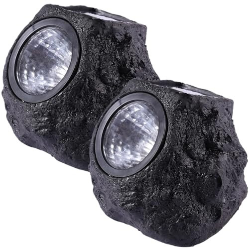 Luci da roccia solare per 2pc esterni Spotlight solare in pietra realistica impermeabile con luci di terra di illuminazione riscaldante a LED per decorazioni per giardini da giardino per pathway