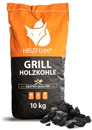 HEIZFUXX Holzkohle 10kg 1 Paket Grillkohle Grillholzkohle Kohle Hartholz BBQ Für Gastro Restaurant Grill Smoker Dutch Oven Steakhouse Profi Premium Qualität Paligo