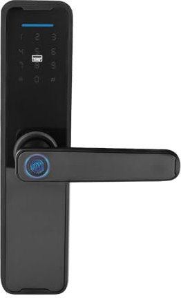 Tuya-Smart Türschloss, Elektrisches Türschloss mit Griff und Tastatur, Fingerabdruckschloss, Digitales Häusliches Diebstahlsicherungsschloss mit Schlüssel und IC-Karte, Batteriebetrieben