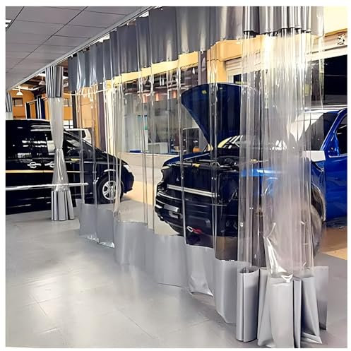 Tende divisori industriali per garage, impermeabili, in vinile, con occhielli, a scorrimento rapido, facili da pulire, per magazzini, aree di lavoro (grigio, 3 x 2,6 m)