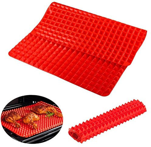 LABRIMP Alfombrilla de Silicona Antiadherente para Hornear para Macarons y Repostería Uso Horno y Microondas de Limpiar y Reutilizable Color Rojo