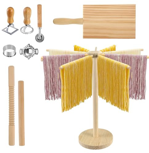 Pasta Making Tool Sets,Pasta Machine Set with Ravioli Cutters, Gnocchi Board, Drying Rack, and Dumpling Maker,9 Piece Italian Pasta Making Kit for Authentic Italian Kitchen and Cooking Enthusiasts