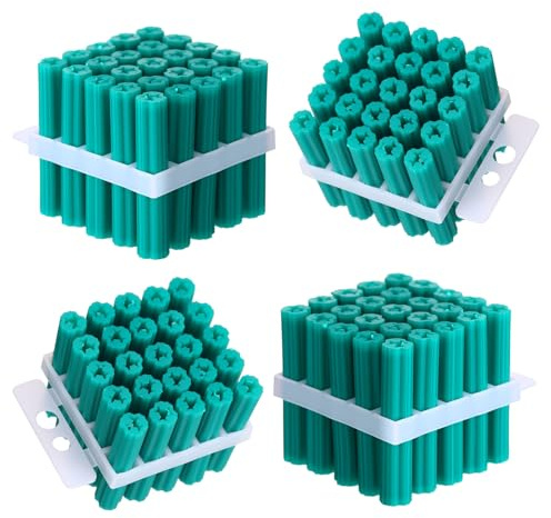 Lineshading 100 Pcs Expanding Plastic Concrete Anchors Screw Anchors Drywall Wall Expansion Pipe for Hollow Walls Tile Cement Bolt Expansion Tube(1/4 X 1-1/2 for #10,#11, or #12 Screws,Green)