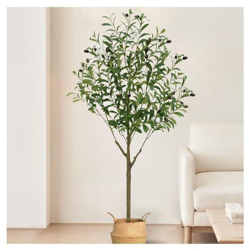 SJWJWOO Faux Olivier avec Pot, Grande Plante Artificielle Interieur Fausses Plantes pour Maison Bureau Intérieur Extérieur