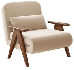 Modern Liten soffa i massivt trä med dubbel användning och enkel hopfällbar utdragbar säng Sovfåtölj(Medium)
