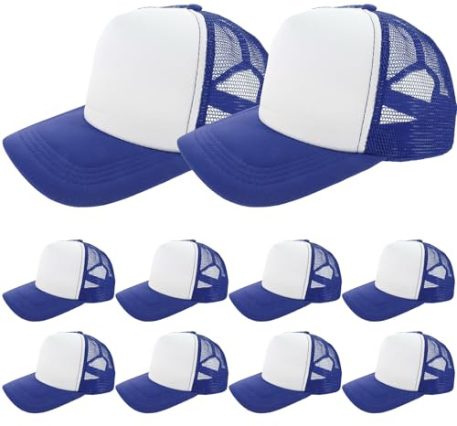 FOYTOKI Cappelli da Baseball Riutilizzabili e Traspiranti 10 Pezzi Sublimazione in Poliestere Blu, Cappelli Vuoti per Trasferimento Termico per attività All'aperti e Vacanze