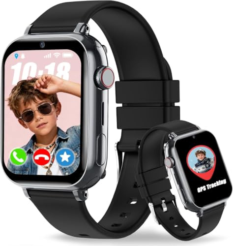 pmstuy 4G Montre Connectée Enfant GPS, Montre GPS Enfant Tracker avec Appel Vidéo SOS Chat Familial Jeux Mode Classe, Montre Telephone avec SIM Cadeau Filles Garçons