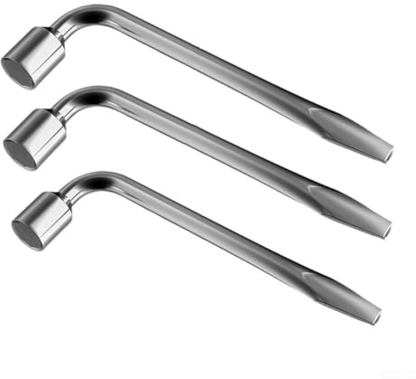 Hjulmutternyckel med högt vridmoment, kraftig 45# hylsnyckel i rostfritt stål med utökat handtag, passar 22 mm 23 mm 24 mm sexkantsmuttrar för reparation av bilens lastbil, däck, kompakt design (3 st)