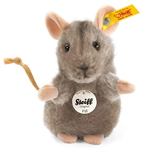 Steiff 056222 10 grau aufwartend Piff Maus, 10 cm