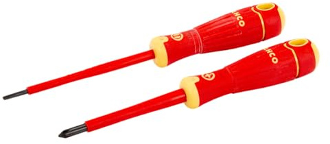Bahco B220.002 BAHCOFIT VDE Screwdriver Set 2 Piece | 1000V Rated Pro | VDE insulated up to 1000V | IEC 60900 tested | Precision tip | Comfortable grip for electrical work