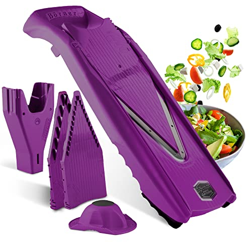 Börner V5 PowerLine Coupe-légumes Starter Set (6 pcs.) • Coupe-légumes (rabot en V) pour fruits & légumes + Porte-fruits + clayettes avec boîte • 4 épaisseurs de coupe • Set de rabots de cuisine