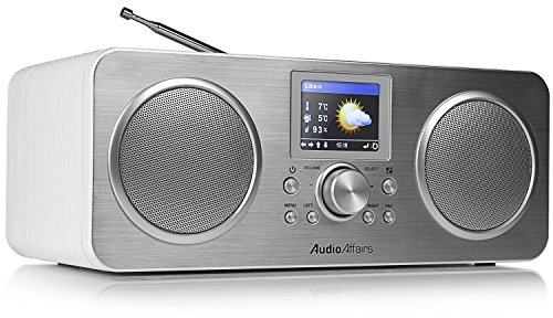 Radio Internet IR 010, radio Dab con Bluetooth e WLAN, radio digitale con display LCD a colori, batteria, power bank con porta USB, memoria stazione, impianto compatto in bianco