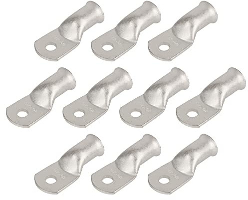 RIOCAN 10pcs 4/0 AWG-5/16(M8) Tinned Copper Ring Terminals Battery Lugs, Heavy Duty Wire Lugs, Battery Cable Connectors