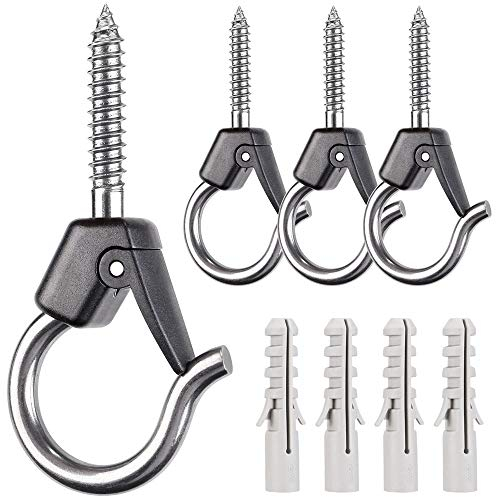 BeneLabel 4er m8 Schraubhaken Lichterkette Hake Zum Einschrauben für Outdoor-Garten Hängende Pflanze, String Draht, Tassen, Küchenutensilien mit Sicherung & Spreizanker,10.8cm / 150lbs,Schwarz