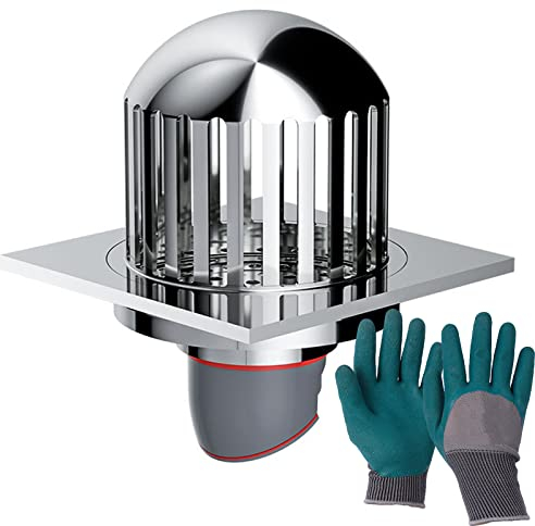 LTLCBB Siphon de Sol Balcon, Exterieur Gouttière Grille de Cage à Oiseaux en Laiton, Anti-colmatage Arrête Le Blocage des Feuilles Et des Débris, avec Gants