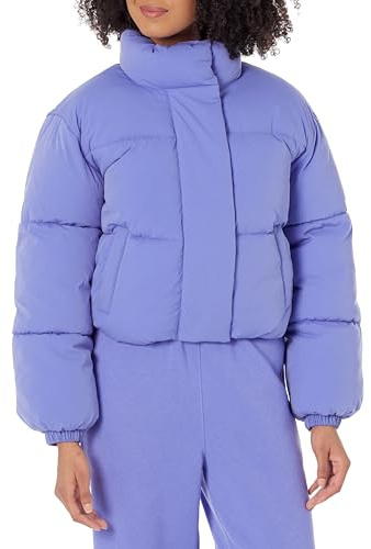 Amazon Essentials Donna Piumino Corto con Cerniera a Tutta Lunghezza (Pile Trapuntato Opaco o Sherpa)