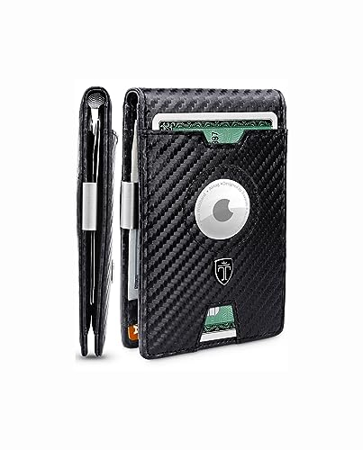 TRAVANDO AirTag* Wallet - AirTag* Geldbörse Herren mit Geldklammer RFID - AirTag* Portemonnaie Männer - Geldbeutel Herren - Slim Portmonee - Portmonaise Carbon Brieftasche Smart Kartenetui