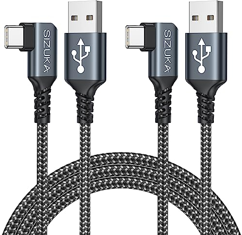 Cavo USB C Lungo [2Pezzi 3M] 3.1A Cavo USB Tipo C 90 Gradi Nylon Cavo USB Type-C Ricarica Rapida per Samsung Galaxy S21,Note 20,Z Fold 3,Huawei P50,Mate 40,MateBook,Xiaomi,OnePlus 9,Google Pixel