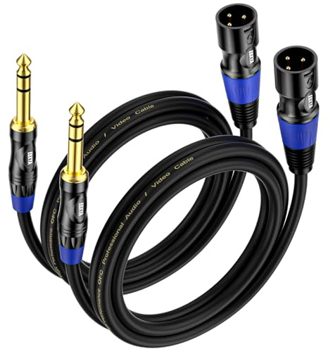 EBXYA 1/4 to XLR Cable - 6.35mm TRS Plug to Balanced 3-pin Male XLR Microphone Cable, 3ft 2 Pack