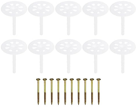 PATIKIL 82mm Perforado Aislamiento Pasadores, 100 Paquete Aislantes Clavos Pared Tapón Plástico Expansión Perno para Fijación Espuma Placas a Mampostería Pared o Techo
