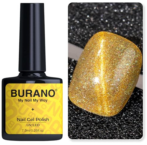 BURANO Cat Eye UV Gel Nagellack, 9D Cat Magnetisch Eye Gel Nagellack, Cats Eyes Magnet Nagellack Chamäleon Glitter Gel für Nageldesign Cateye Farben Nagellack (MY22)