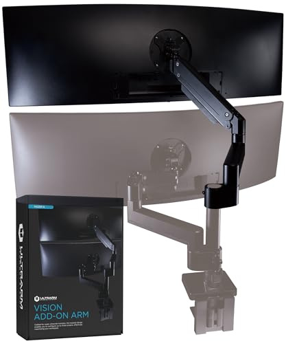 ULTRARM Verlängerungsarm-Zubehör für MA20P-S, Nicht separat nutzbar | Max. 3 Bildschirme, doppelte 49 vertikale Monitorhalterung, Basis & Stange nicht enthalten, VESA 100x100, Schwarz, MA20P-A
