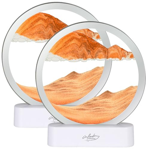 infactory Sandbild mit Beleuchtung: LED-Sandbild mit USB-Betrieb, 16 x 4 x 19 cm 2er-Set (mit LED-Beleuchtung, zum drehen mit Licht, 3D)