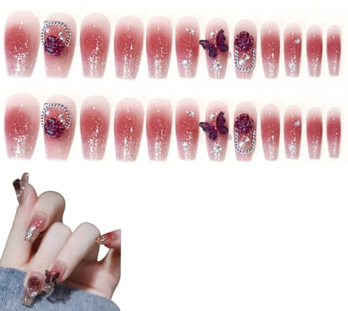 EBHO 24 Stück Künstliche Nägel, Press on Nails, Nägel zum Aufkleben, Fingernägel zum Aufkleben, Künstliche Fingernägel zum Aufkleben, für Frauen und Mädchen