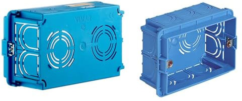 Vimar 0RV71304 Scatola incasso rettangolare 4 moduli, per pareti in muratura & 0RV71303 Scatola da incasso rettangolare unificata 3 moduli (GW 650 °C), per pareti in muratura, azzurro