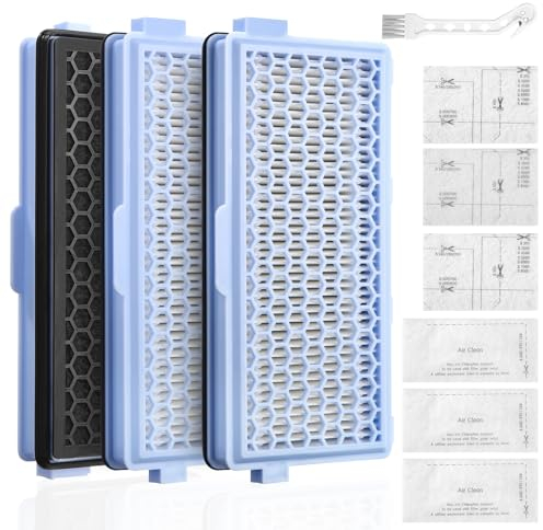 Toaren 3 Sätze Ersatzfilter kompatibel für Staubsauger Filter kompatibel mit Miele Compact C1&C2,Complete C2&C3,S8340,3 HEPA filters mit 1 Reinigungsbürste für S4000,S5000,S6000&S8000 Serie