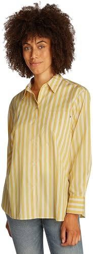 Tommy Hilfiger Camisa Mujer Poplin Easy Fit Oversized, Multicolor (STP Citronella), 44