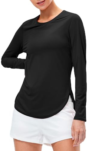 JTSONN Långärmad sporttröja för kvinnor, UPF 50 UV-skydd, löpartröja, snabbtorkande vandringströja, lätt ventilerande funktionell skjorta, långärmade tröjor, pullover, yoga, träning, sport, t-shirt,