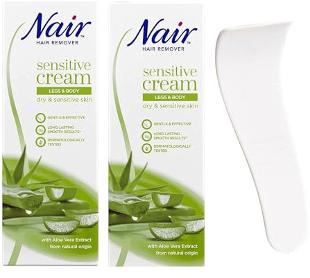 Niar Sensitive Hair Removal Cream Bundle: 2 x 100ml With Portable Scraper for Sensitive Skin - Effective Depilatory for Men & Women