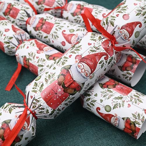 Volsha 10 Luxury Chritmas Crackers, 10 Hats 20 Strings Christmas Party Game DIY Cracker Festive Seasonal (Red) (red)