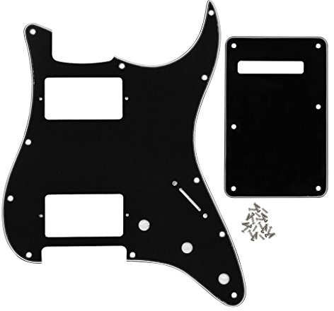 FLEOR 2 Humbucker Cut Pickguard HH ST Guard und Tremolo Federrückplatte für American Standard ST Gitarre, 3-lagig, schwarz/weiß/schwarz