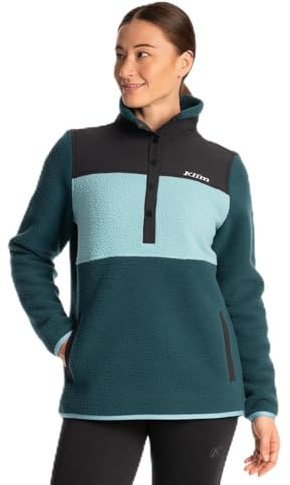 KLIM Women's High Pile Mountain Fleece Pullover - Size Medium - Reflecting Pond - Milky Blue