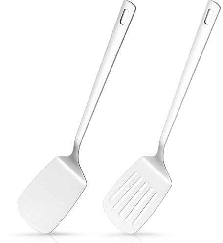 Edelstahl Spatel-Set - Pfannenwender Metall, Ideal für Eier, Fisch & Pfannkuchen - Spülmaschinenfest