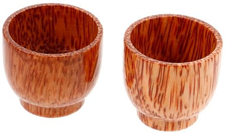 CONGARTENO 2pcs Wooden Shot Japanese Tea Mug Wood Cup Home Office Outdoor Travel Camping Mug Hot Drink Cup