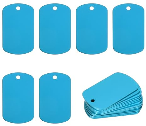PATIKIL Metall Stanzrohlinge Tags 50x29mm Gravur Rohlinge, 30 Stück Aluminiumgravur Rohlinge Hundemarke Rechteckige Lasergravur mit Loch Schlüsselanhänger für Haustier DIY Deko, Hellblau