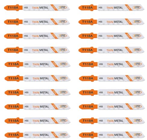 20PCS T Shank Jigsaw Blades Set - BGTEC HSS(M2) Jig Saw Blades for Wood, Plastic and Metal Cutting(T118A)