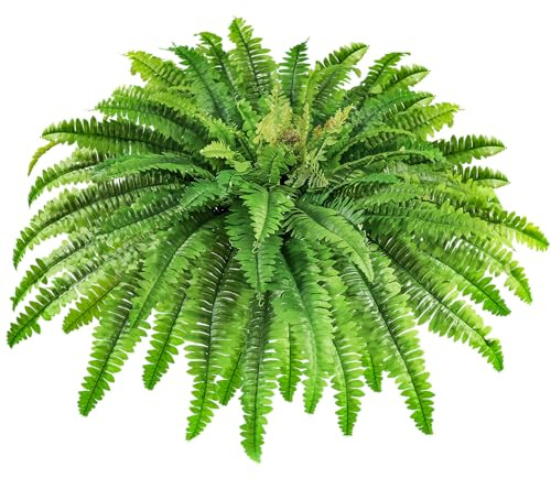 zooFernzoom 45 Fake Ferns Artificial Plants Large, 63 Fronds Artificial Ferns for Outdoors and Indoors, Faux Fern Greenery Suitable for Planter Hanging Garden Porch Office Decor
