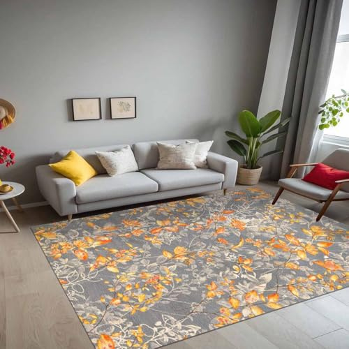bamyum Sunfas Bedruckter Teppich Chenille-Druck Maschinell Hergestellt 120 x 180 cm, Waschbarer Vintage Teppich Schlafzimmer, Antibakteriell Antirutschunterlage Küchenteppich